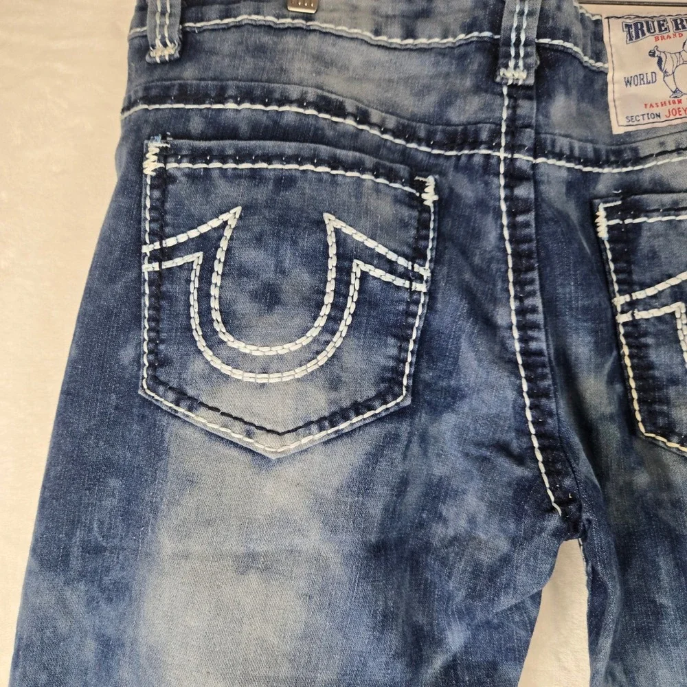 Vintage True Religion Joey Super T Jeans size 38 NWT Blue Thick White Stitch USA